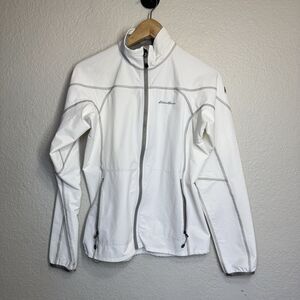 Eddie Bauer Ascent Jacket M Women White Windbreaker Full Zip Pockets Travel